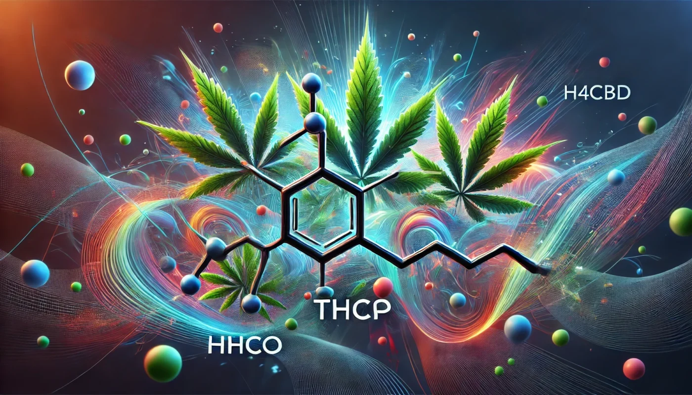 a marijuana leaves and a molecule