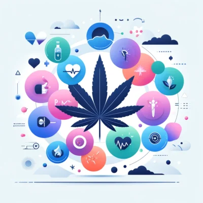 CBN och CBG: Hälsofördelar utan rus - Från 399 kr 2 Abstrakt infographic som illustrerar hälsofördelarna med Cannabinol (CBN) och Cannabigerol (CBG). Använder minimalistisk stil med abstrakta symboler och ikoner för att visa fördelar som förbättrad sömn, smärtlindring, antiinflammatoriska och antibakteriella egenskaper. En unik färgpalett differentierar fördelarna mellan CBN och CBG, presenterade genom moderna och konstnärliga element som engagerar och underlättar förståelse för en hälsomedveten publik.